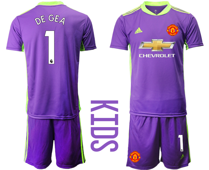 Youth 2020-2021 club Manchester United purple goalkeeper #1 Soccer Jerseys